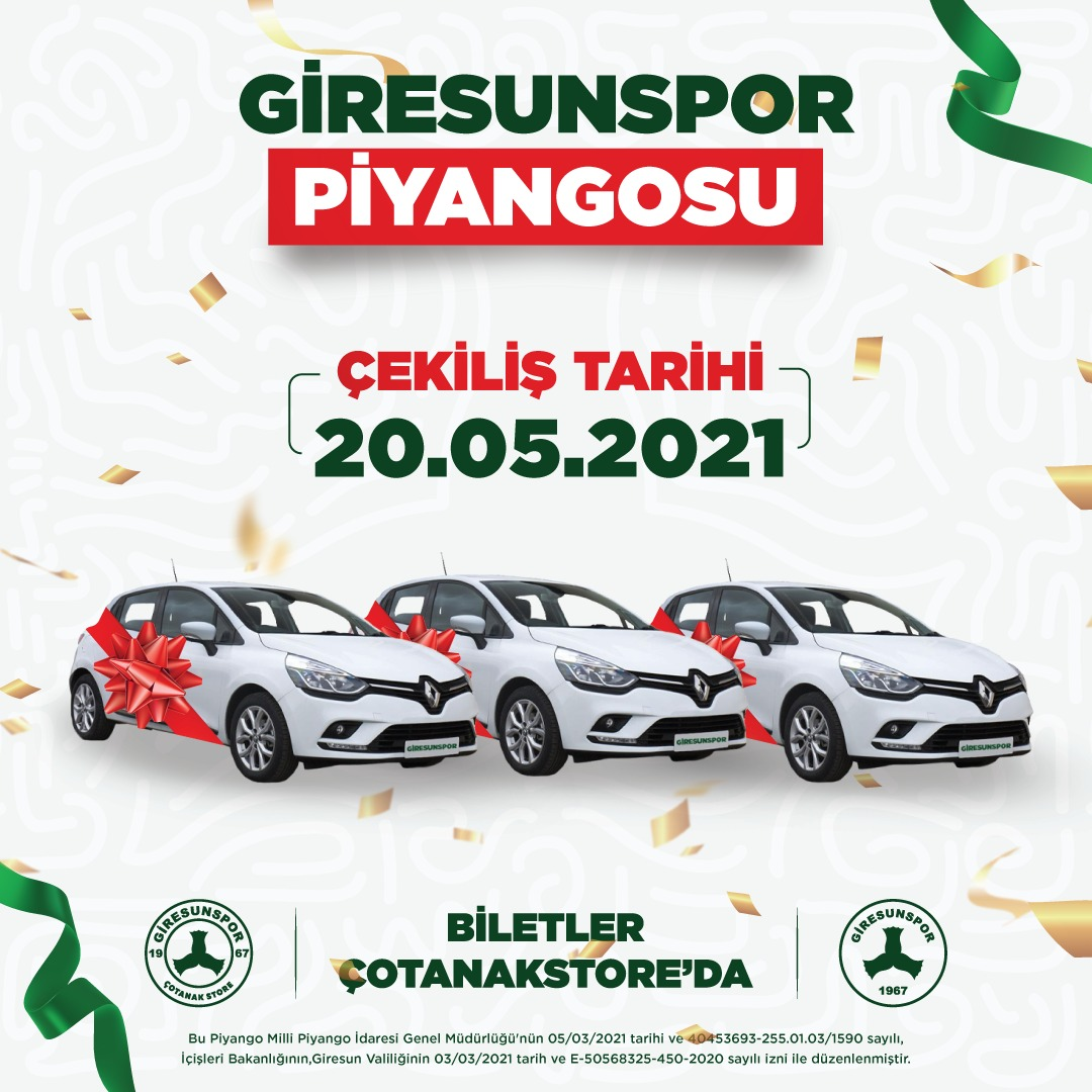 Giresunspor Piyangosu 20.05.2021 Tarihinde Gerçekleşek.