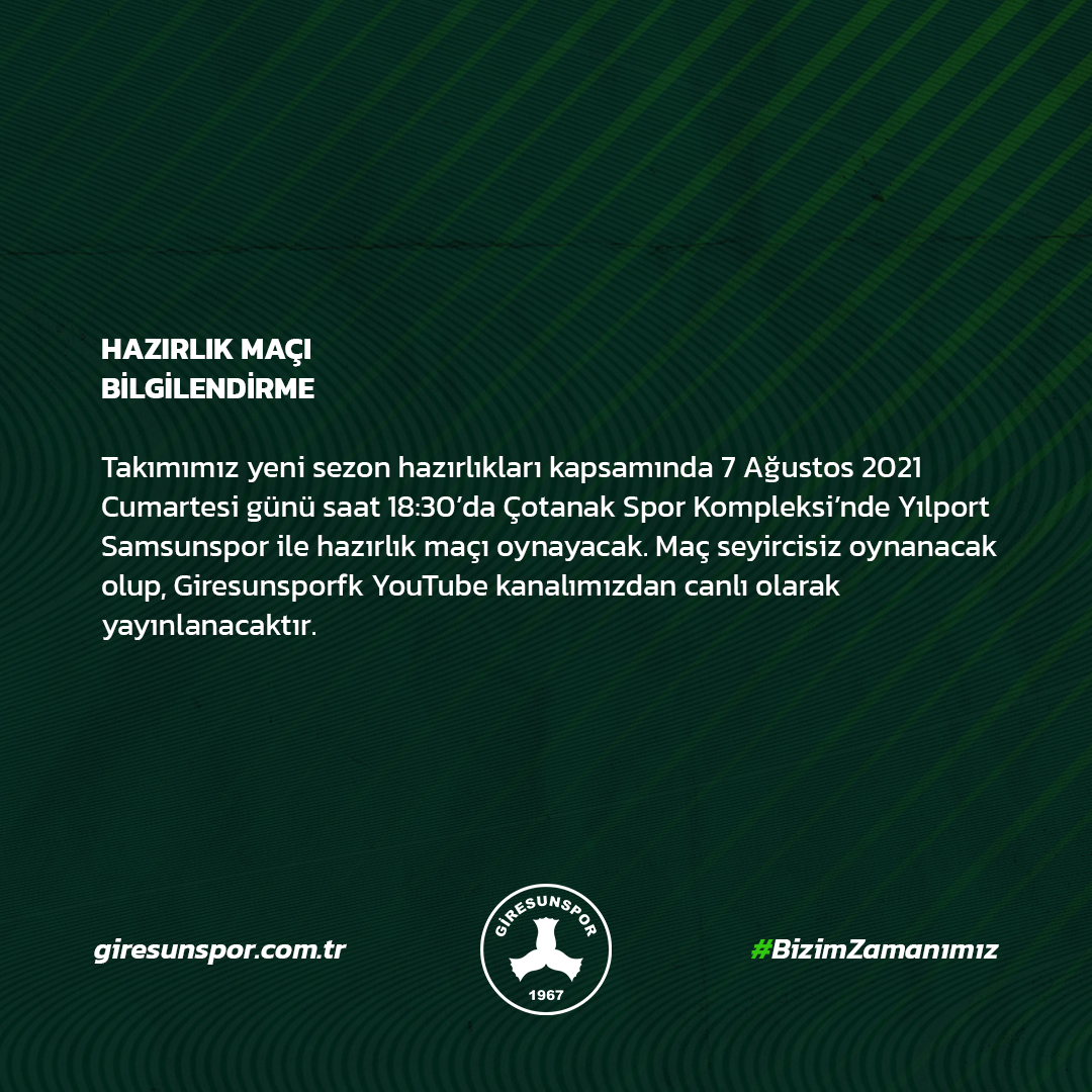 HAZIRLIK MAÇI / BİLGİLENDİRME