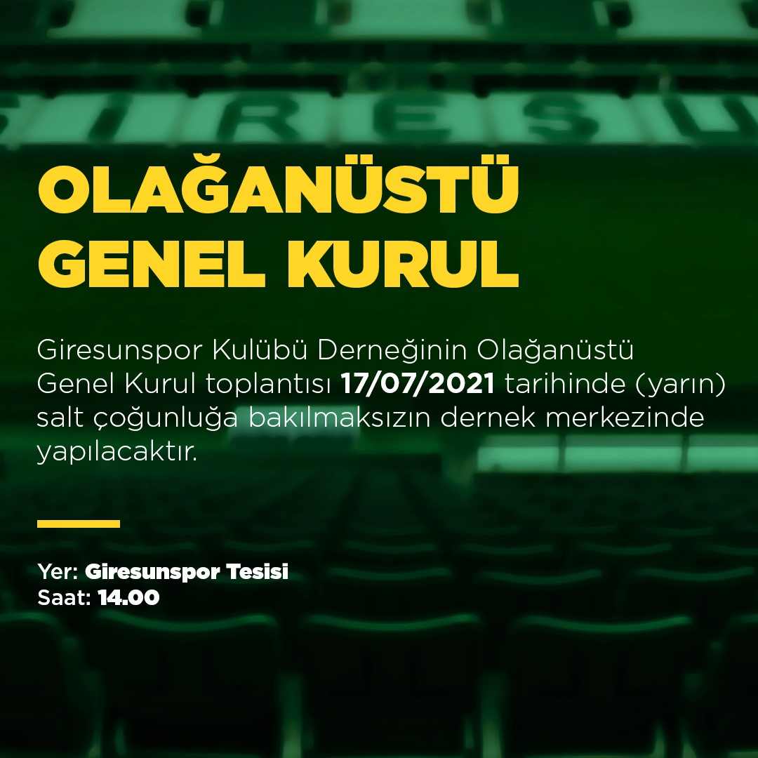 Olağanüstü Genel Kurul Duyurusu!
