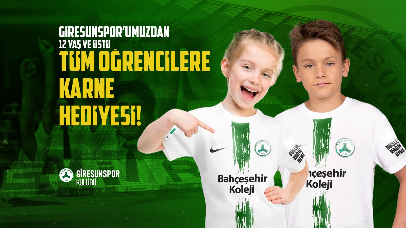 GİRESUNSPOR'UMUZDAN 12 YAŞ ÜZERİ TÜM ÇOCUKLARA KARNE HEDİYESİ