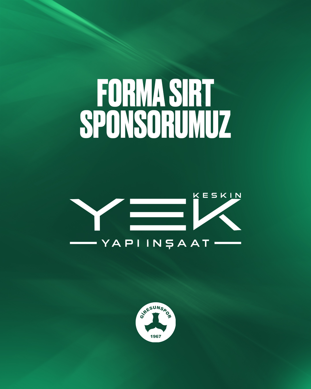 Forma sırt sponsorumuz YEK Keskin Yapı İnşaat oldu